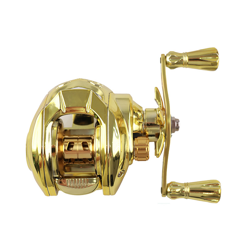 Ice Fishing Line - Złoty, w pełni metalowy kołowrotek baitcastingowy